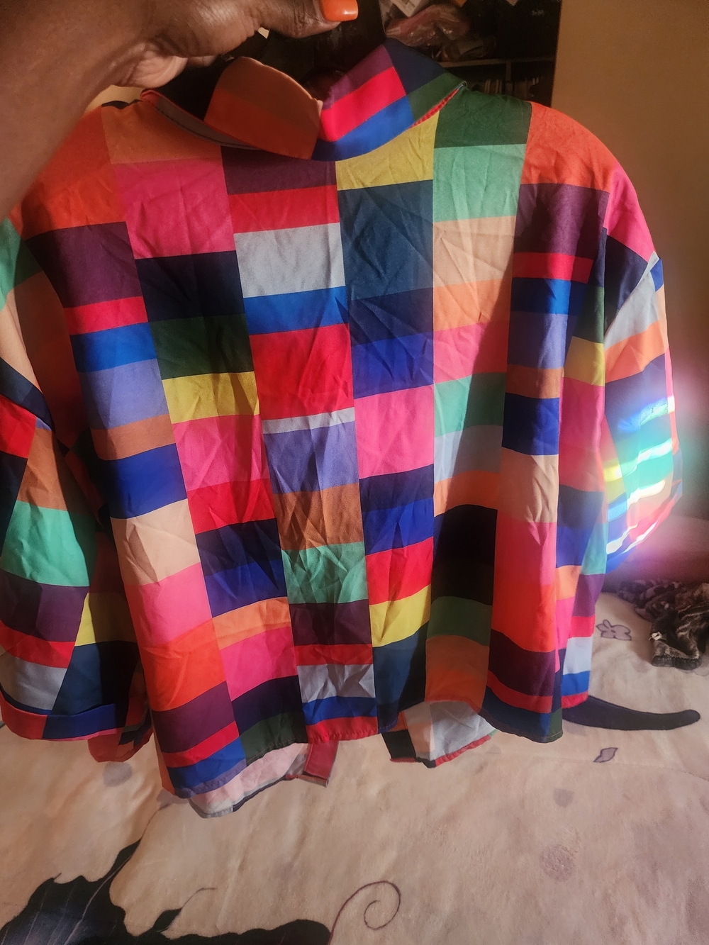 Colorblock Checkered Button-Up Shirt - Picture 3 of 3